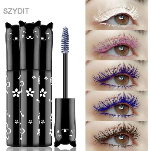 6 Color Mascara Waterproof Fast Dry Eyelashes Curls Extension Make-Up Eyelashes Blue Pink Purple Black White Coffee Ink Mascara