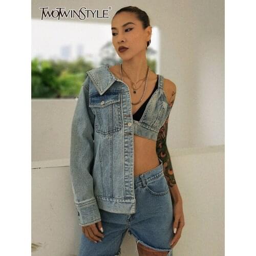 Женские короткие куртки TWOTWINSTYLE China At AliExpress