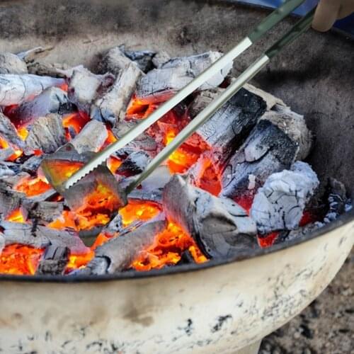 Charcoal fire tongs stainless steel fire tongs barbecue clamp grab tool barbecue carbon clamp 460x25x25mm kitchen tools #W