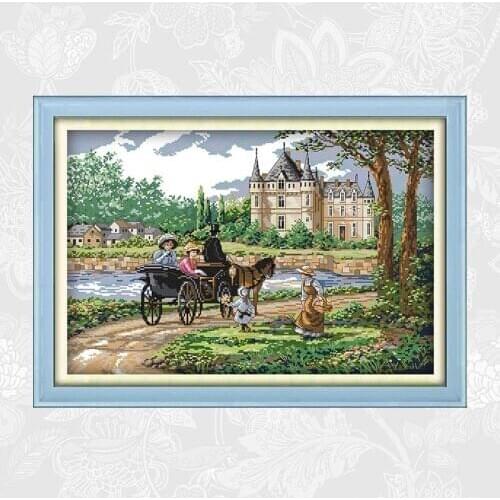 Joy Sunday Suburban Scenery Patterns Counted Cross Stitch kit Sale DMC Embroidery Set DIY Handmade Home Decoration Crafts