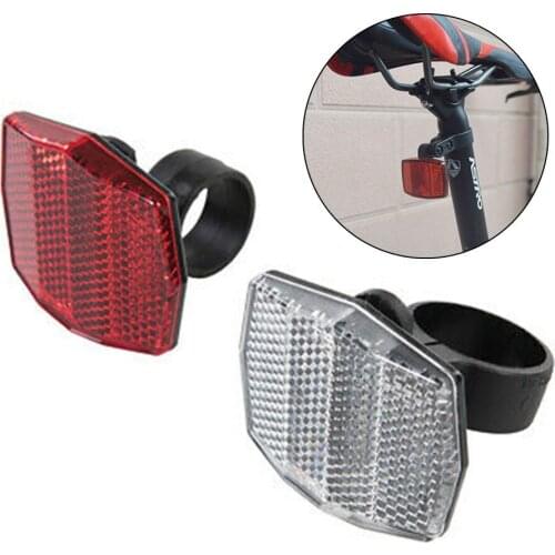 2 Pack Front Rear Bicycle Reflector Set Red White Mounting Bracket Bike Reflective Warning Light Handlebar Safety Lens Mount