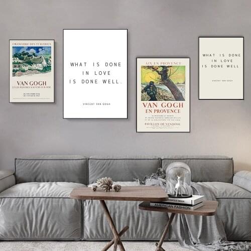 Vincent Van Gogh Abstract HD Canvas Painting Art Prints Original French Exhibition Vintage Posters Wall Pictures Home Room Decor