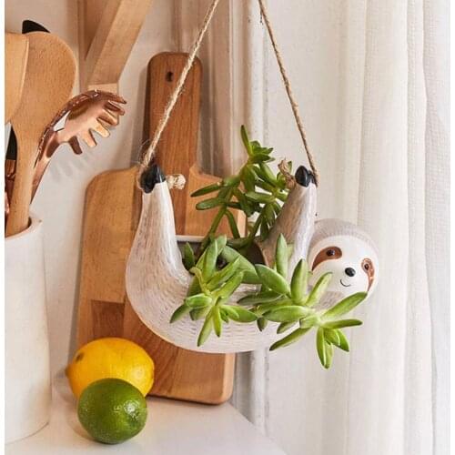 Hanging Style Sloth Shape Plant Pot Delicate Decorative Ceramics Cute Flower Succulents Vase for Home Balcony Yard Decor