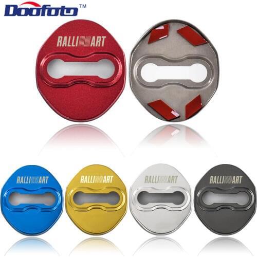 Protection Door Lock Cover Sticker Car Styling Fit For Mitsubishi RalliArt Lancer 10 Auto Emblems Badge Accessories 4pcs