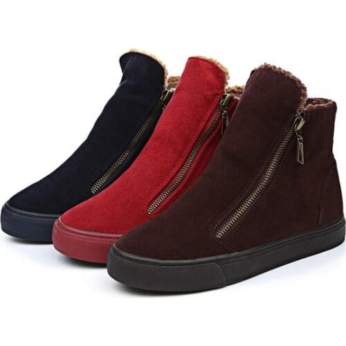 Women Platform Wedge Sneakers Ankle Boots Leather Slip On Side Zipper Shoes -OPK