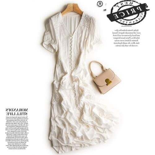 Women Summer Dress Real Silk Long Dresses Sexy White Beach Dresses Maxi Party Dress Vestidos Verano 2021 Clothes LW5223