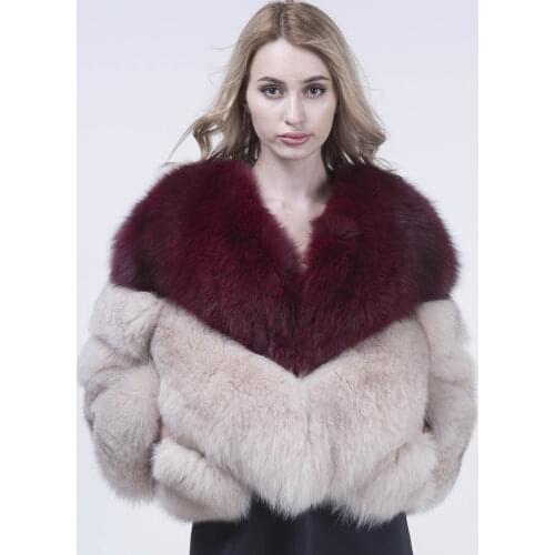 JANEFUR Fox Fur Overcoating Women Winter Splicing Thick Warm Coat