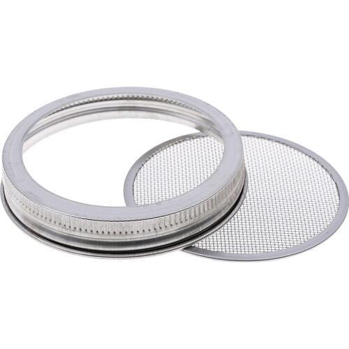 1Set Stainless Steel Germinator Set Seed Sprouter Germination Cover Kit Sprouting Mason Jars with Stainless Steel Strainer Lids