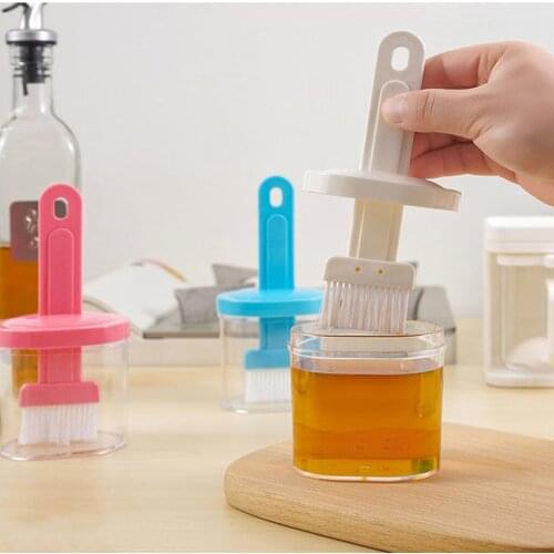 1pc Portable Oil Bottle with Brush Grill Oil Brushes Liquid Oil Pastry Kitchen Baking BBQ Tool Kitchen Tools for BBQ