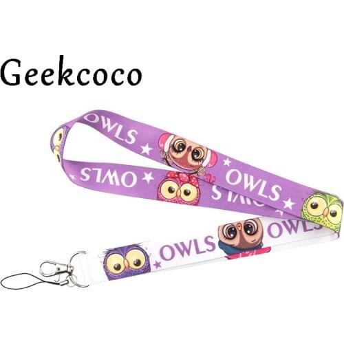 10pcs/lot Owl animals logo Cartoon kids diy Lanyard Mobile Phone Key Card Identification Straps USB Badges Holder Hanging J0795