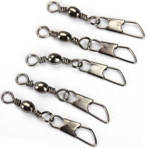 100pcs Fishing Barrel Swivel Pin Connector Solid Rings with Interlock Snap LA