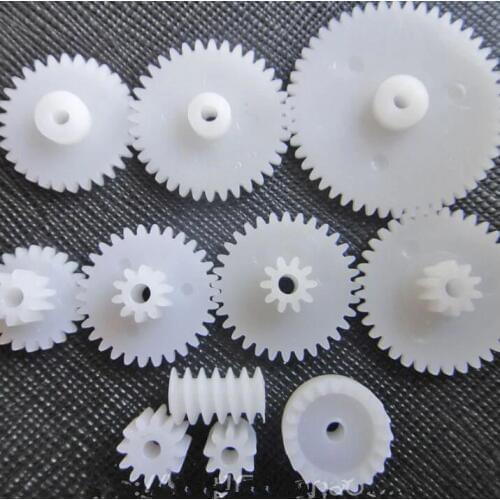 11pcs/lot General Plastic Gear Set Double Deck Deceleration DIY Transmission Toy Car Parts