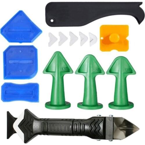15pcs/set 3 In 1 Caulking Tool Kit Tools Silicone Sealant Finishing Tool Grout Scraper Caulk Remover Set Spatula Squeegee