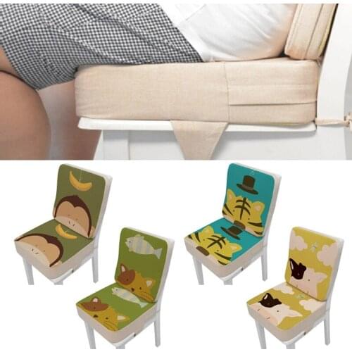 2 Pcs/Set Anti-Skid Cartoon Animal Print Dining Children Cushion Increased Pad Adjustable Removable High Chair Booster Mat