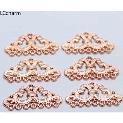 20pcs Alloy Rose Gold Multiple-Hole Earring Connector Charms Pendants 14x25mm Necklace Jewelry Findings