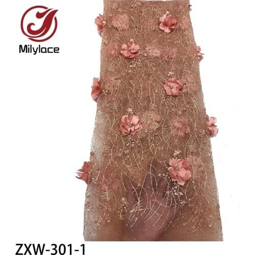 2020 Latest Nigerian Laces Fabrics High Quality 3D Flower Laces Fabric Wedding African French Tulle Lace ZXW-301