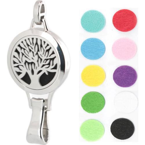 5pcs 30mm Plain Family Tree of Life Aromatherapy Essential Oil surgical Stainless Steel Perfume Diffuser Lanyard Locket necklace