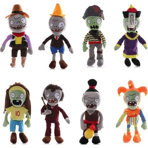 8pcs/lot Plants vs Zombies Plush Toys Doll 30cm PVZ CONEHEAD Jester MJ Hats Zombie Plush Soft Stuffed Toys for Children Kid Gift