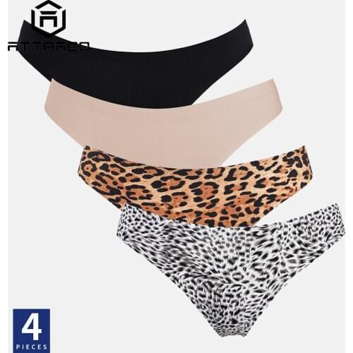 ATTRACO Womens Panties Underwear 4 Pack Tanga Thong G Strings Solid Seamless Hipster Bikini Briefs Soft High Cut стринги