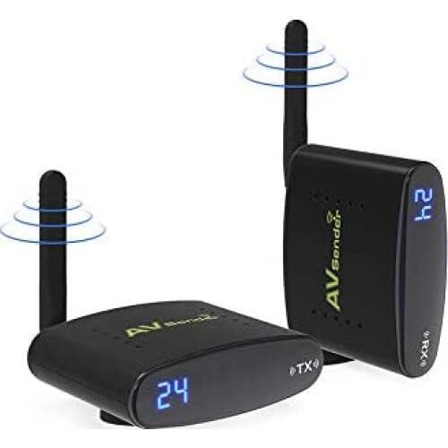 PAT-635 5.8 GHz 24 Channels SD Wireless AV Sender, 656 FT Audio Video Transmitter & Receiver,Stream from CCTV, VCR, DVD Player