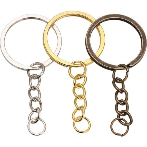 5-20pcs/lot Key Chain Key Ring keychain Bronze Rhodium Gold 28mm Long Round Split Keyrings Keychain Jewelry Making Wholesale DIY