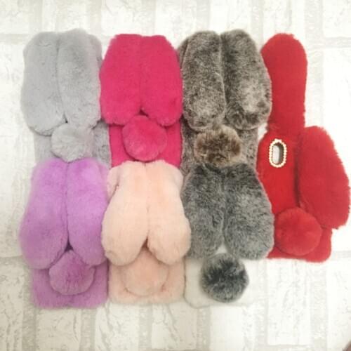 Rabbit Fur Case for Huawei Honor 9X Pro 20 20i 10i Lite Y9S Warm Winter Cover Bunny Case for Huawei Honor Play3 P Smart Pro 2019