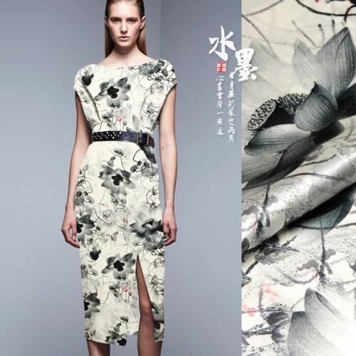 CNUM SP759 Pure Silk/ Lotus /Silk Fabric 93% Silk 7% Spandex Elastic/ Width 1.29yd Thickness 19mm/ Unit: Meter