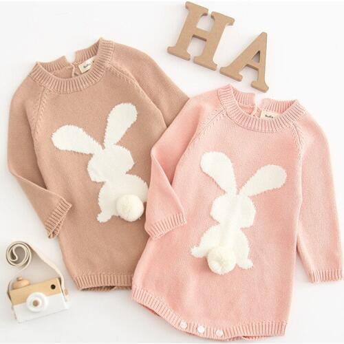 Baby Romper Bunny Knitted Baby Clothes Newborn Infant Baby Jumpsuit Long Sleeve Infant Baby Boys Girl Romper Toddlder Jumpsuit