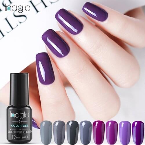 INAGLA Grey Pink Purple Gel Varnish Nail Polish UV Hybrid Nail Art Manicure Nails Extensions 8ML Vernis Base Top gel nail polish