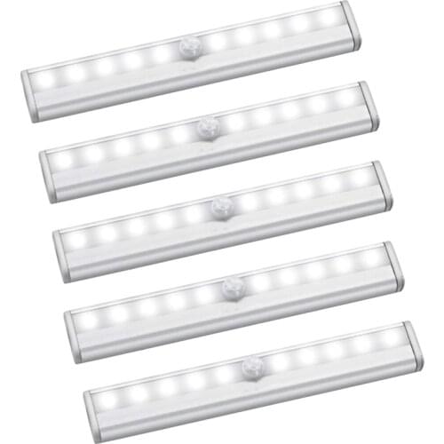 GTBL Motion Sensor Light 10 LED Battery Magnetic Wireless Operated Lights Under Cabinet Lighting for Counter, Stairway,5 Pack