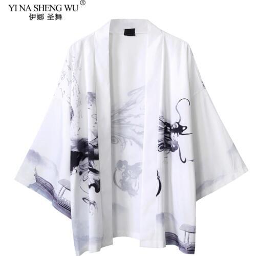 Japanese Style Kimono Tokyo Streetwear Haori Men Women harajuku Cardigan Kimono Japan Girl Robe Chinese Dragon Clothes BeachCoat
