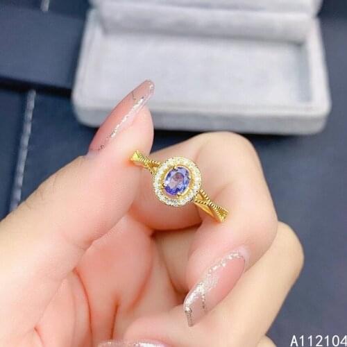 KJJEAXCMY fine jewelry 925 sterling silver inlaid natural Tanzanite women fresh noble Chinese style gem ring support detection