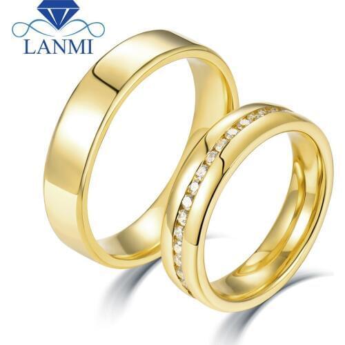 Rings For Lovers Solid 14K Gold Natural Diamonds Couple Rings Wedding Engagement Valentines Day Best Gift Fine Jewelry