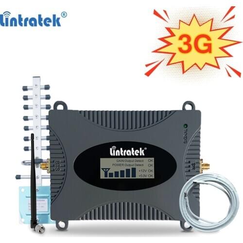 Lintratek 3G Repeater 2100Mhz Signal Booster 3G 2100 Ampli UMTS WCDMA Band 1 Mobile Phone Amplifier Network Booster 65dB Kit