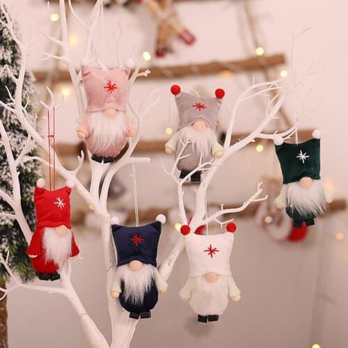 Cute Hat Mini Faceless Doll Old Man Gnome Christmas Pendant Xmas Tree Haning Ornament Kids Gift Holiday Decoration