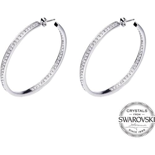Monemel Swarovski Crystals Pierced Earring Hoop Gift for Women Trendy