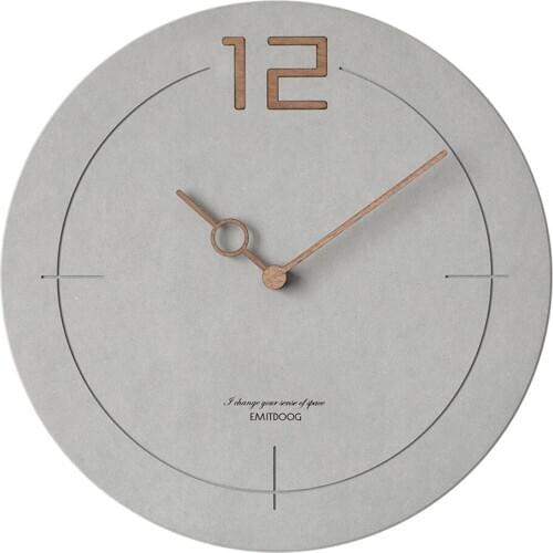 Nordic 12 inch Wall Clock Modern White Grey MDF Board Round Clock Bedroom Decor Hanging Quiet Wooden Needle Clocks