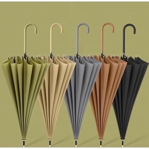 2020 Nian New 16 Bone Plain Zhi Gan San Hipster Long-Handled Rain Umbrella Printed Logo Advertising Umbrella Custom Made