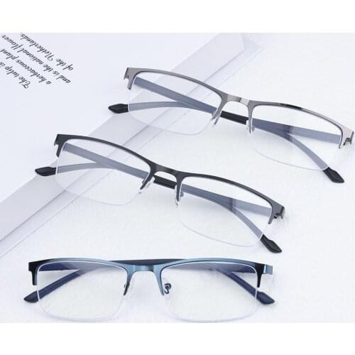 Vintage Anti-Blue Light Reading Glasses Women Men Half Frame Eye Protection Ultra Light Business Eyeglasses Computer Goggles