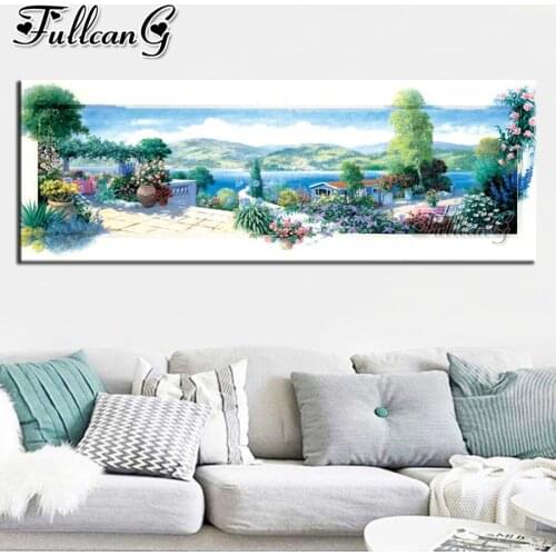FULLCANG Garden Terrace Scenery full square round diamond embroidery sale 5d diy large mosaic painting wall decoration FC3716