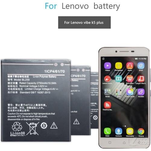 Tested New 3.82V 2750mAh BL259 For Lenovo Vibe K5 Plus/ K5Plus / A6020 A6020A40 A6020A46 BL 259 Battery Bateria