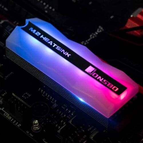 Jonsbo M.2 SSD Radiator Colorful Lighting M.2 NVMe 2280 SSD Heatsink Solid State Hard Disk Cooler FAN Pin Heat Thermal pad