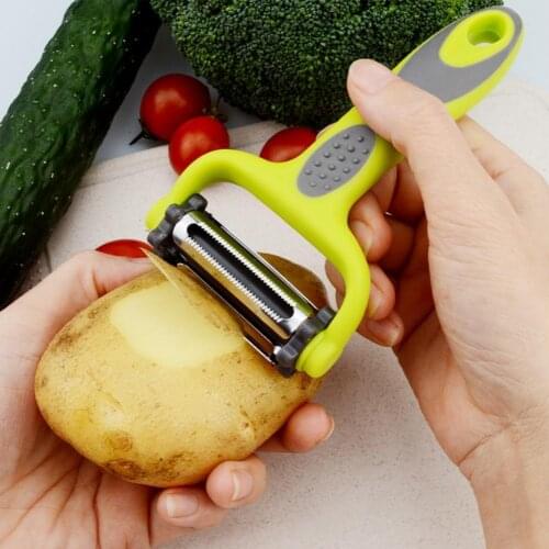 Stainless Steel Great Handheld Potato Spiral Slicer Supplies Green Color Vegetable Peeler Compact for Dorm