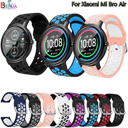 BEHAU 20mm Sport Colorful Silicone WatchBand For Xiaomi Mibro Air Smartwatch band Replacement For Xiaomi Haylou LS02 WristStrap