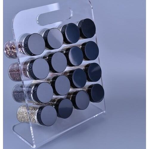 Black cover glass seasoning pot, pepper pot, acrylic seasoning bottle storage rack, home kitchen space saving