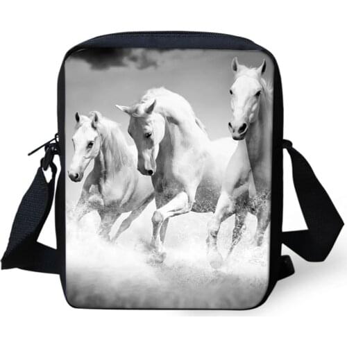Womens Messenger Bags Cool Horses Pattern Girls Cross Body Bags Cartoon Animal Design Fashion Mini Flaps Purse Bags