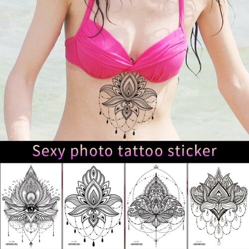 Tatoo sticker fake tattoo datura mandala flower totem diamond waterproof temporary tatto chest back leg belly for girl woman