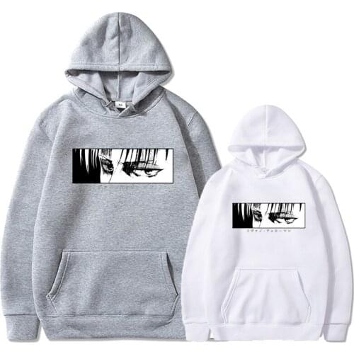Anime Hoodie Attack on Titan Harajuku Sweatshirt Levi Ackerman Printing Graphic Hoodies Unisex Oversized Cartoon Hooded Sweater