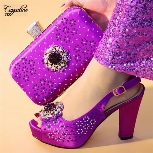 Fashion purple high heel ladies shoes and evening bag women sandals matching with purse handbag pumps clutch A208 11cm