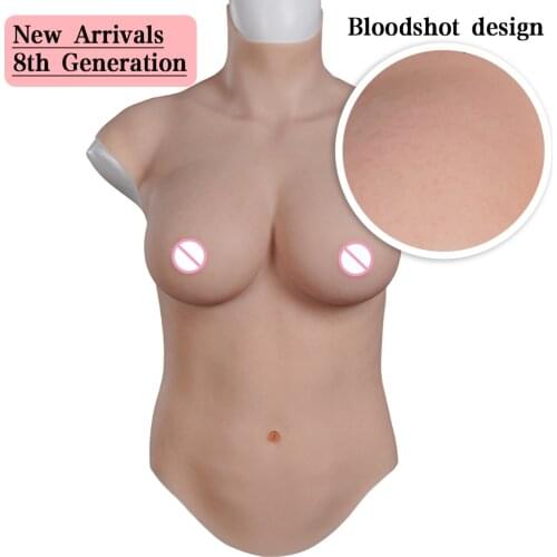 U-Charmmore Silicone Fake Boobs Half Body With Bloodshot Tits Realistic Breast Forms For Crossdresser Transgender Sissy Cosplay